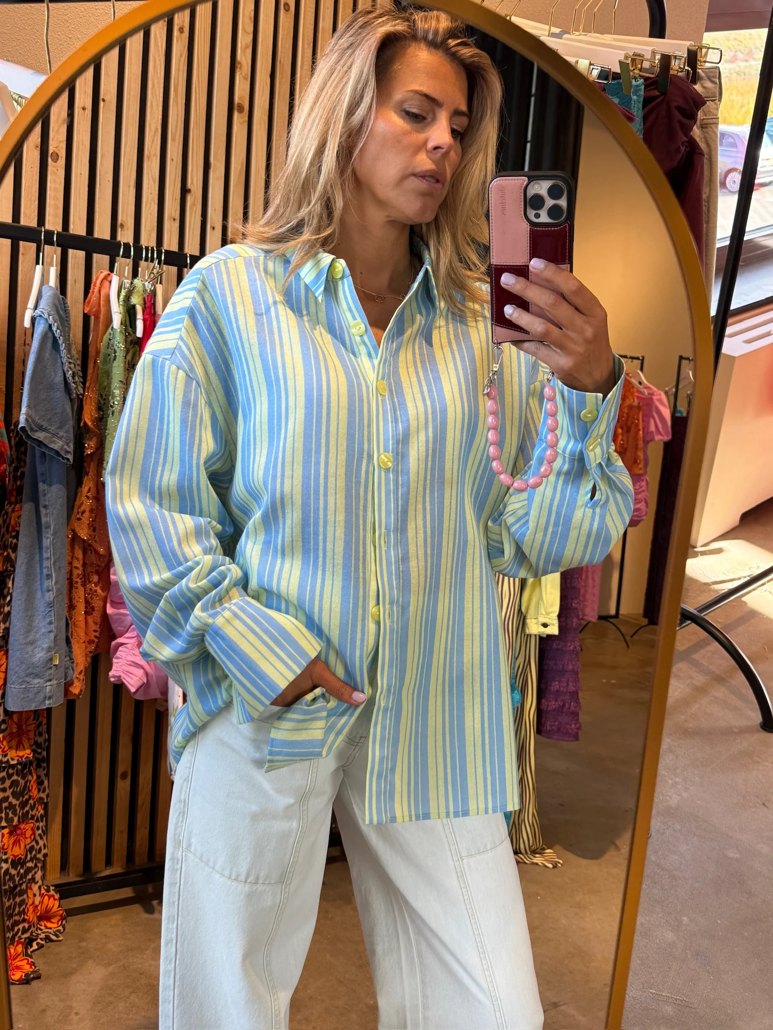 Blouse Yelena | Blue yellow stripe | Harper & Yve - Image 7