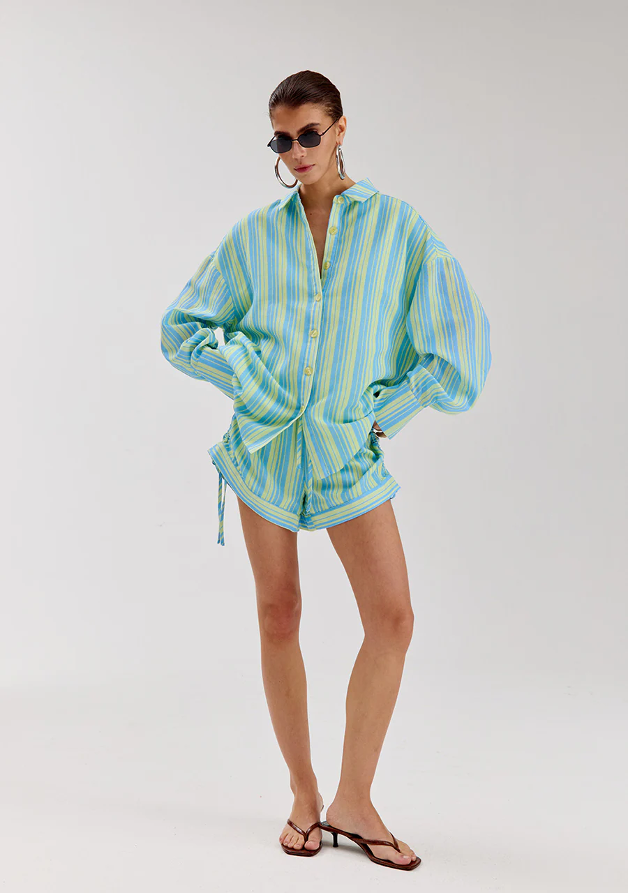 Blouse Yelena | Blue yellow stripe | Harper & Yve - Image 8