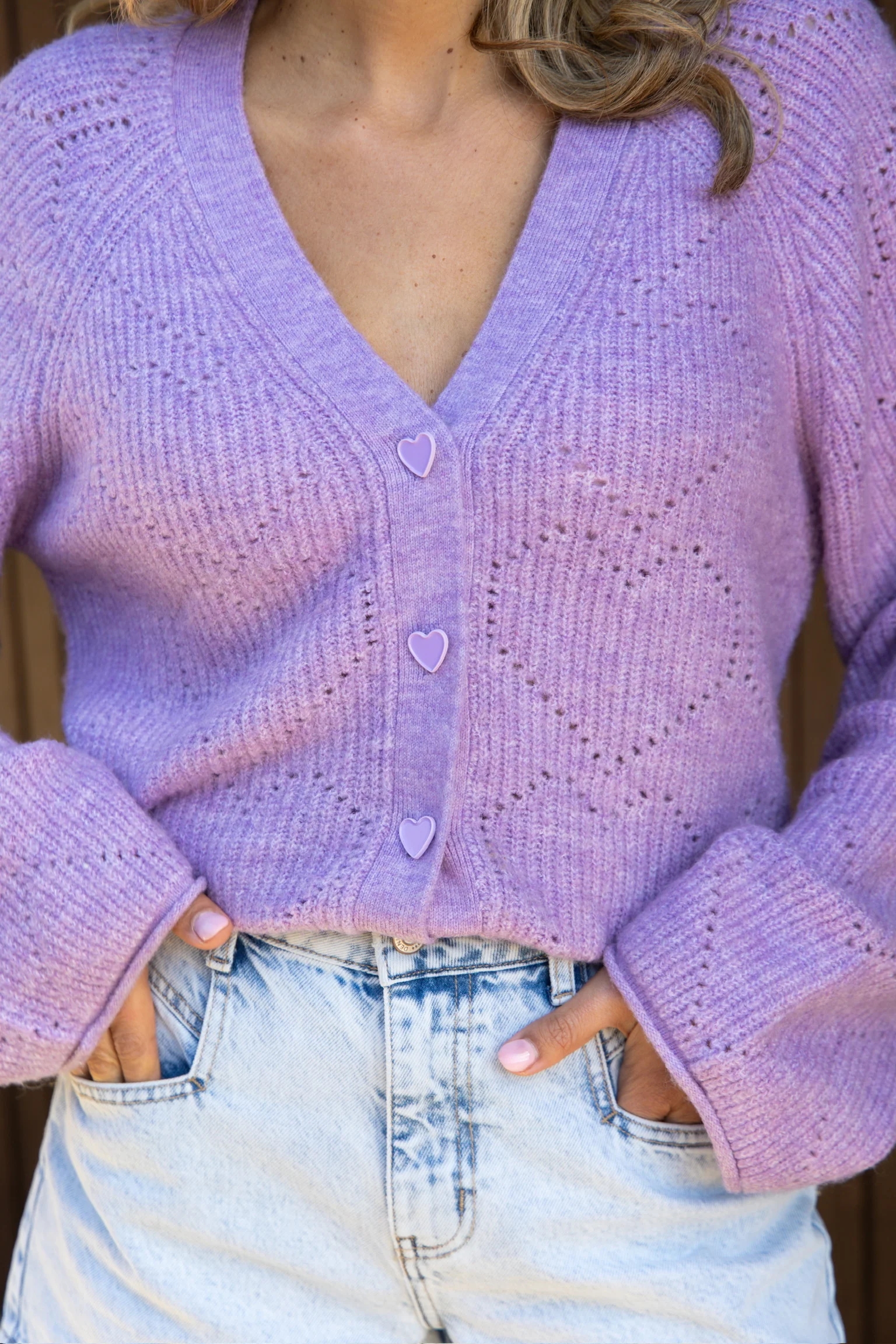 Cardigan Happy love | Lilac | Studio Poespas - Image 3