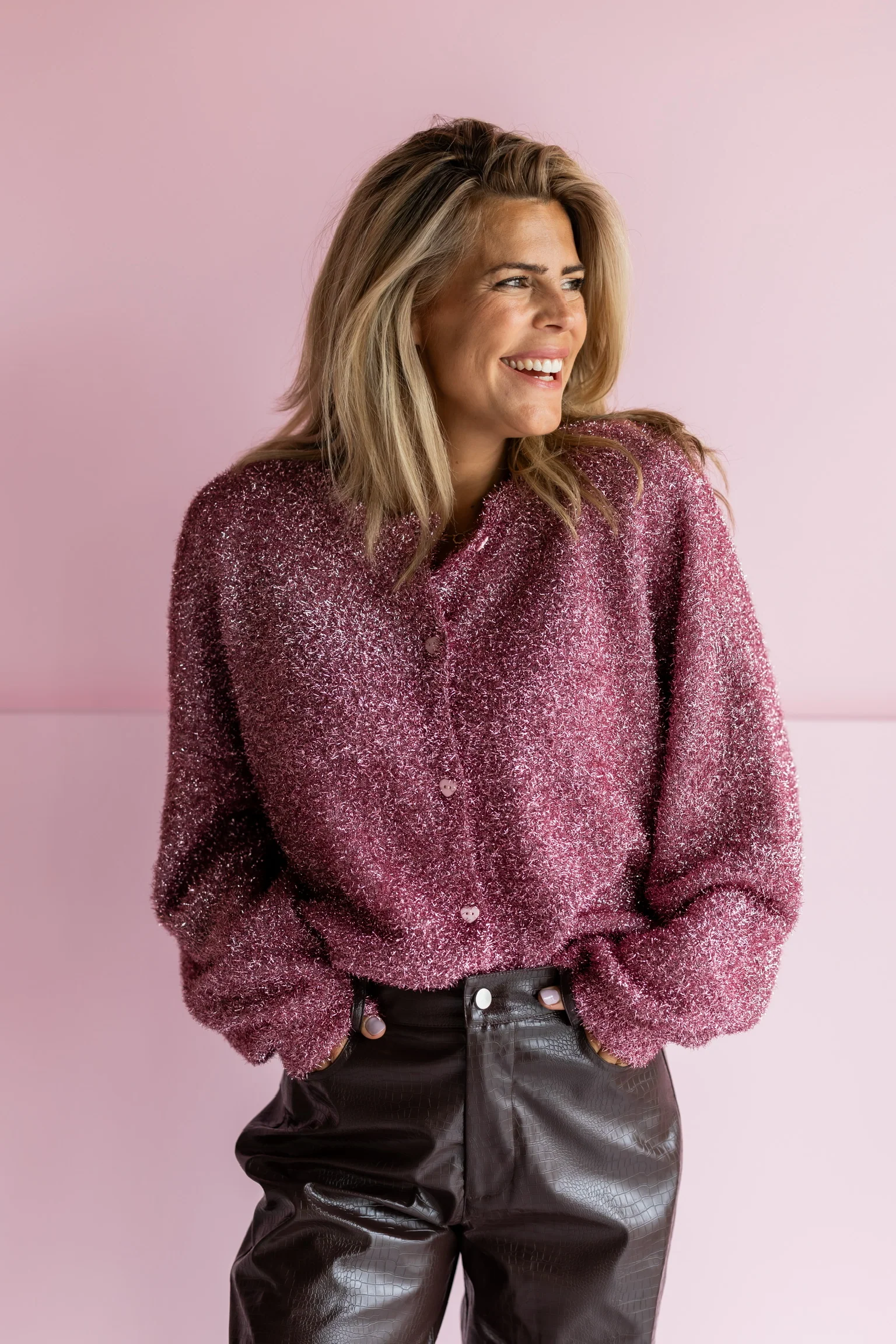 Cardigan Partypopper | Pink | Studio Poespas - Image 10