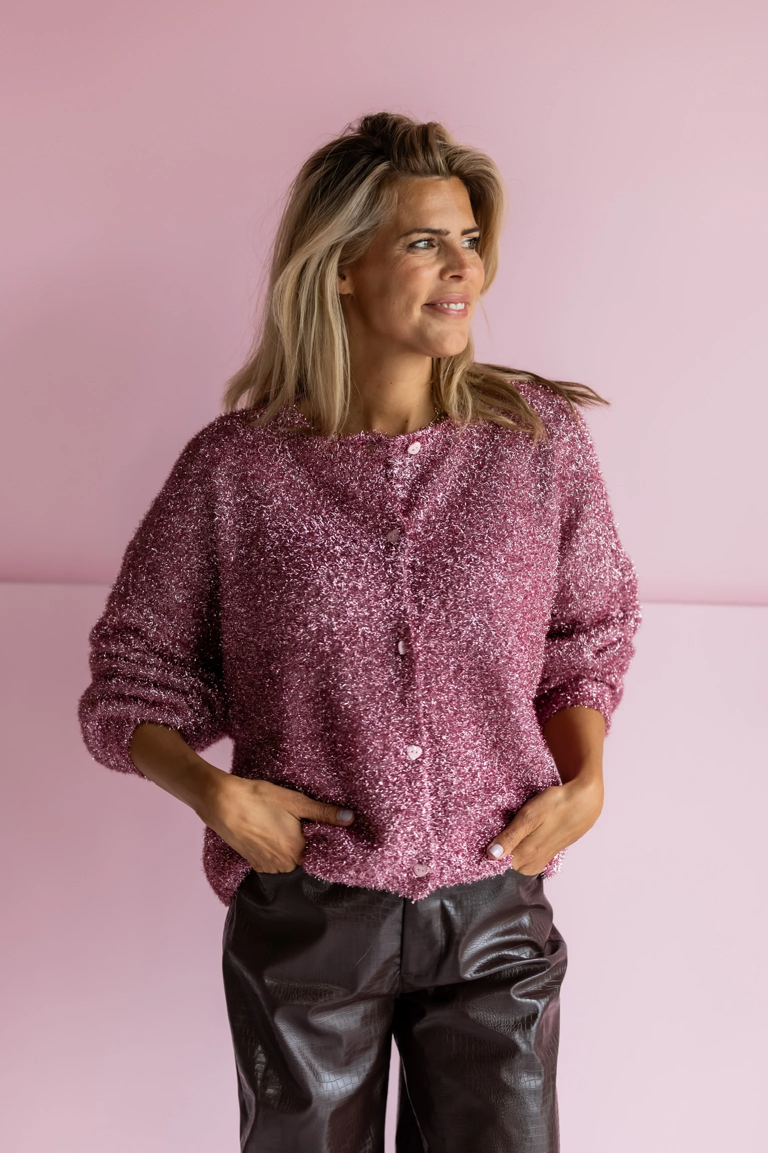 Cardigan Partypopper | Pink | Studio Poespas - Image 4