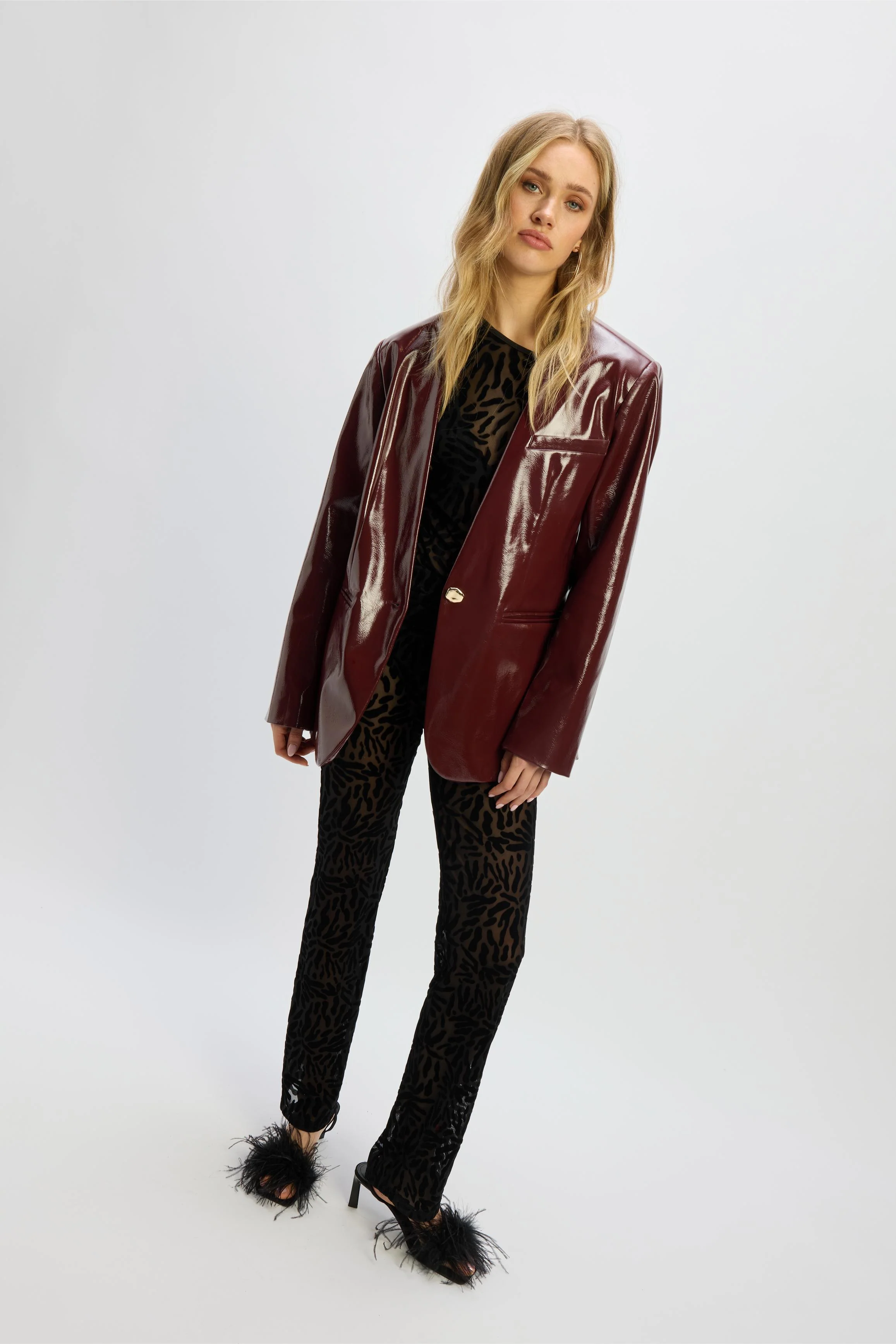 Collarless blazer Mea | Bordeaux | Refined Department - Image 10