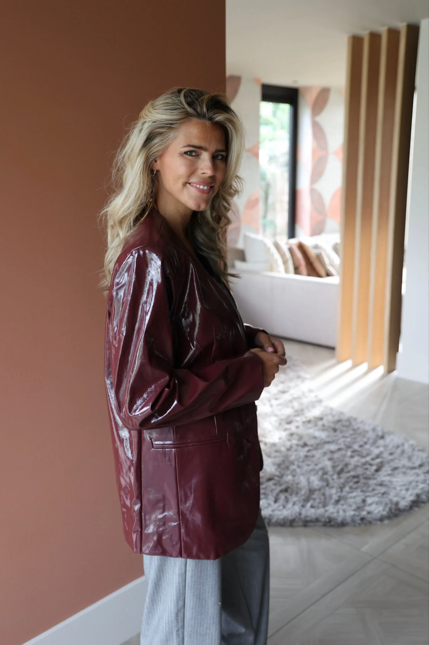 Collarless blazer Mea | Bordeaux | Refined Department - Image 5