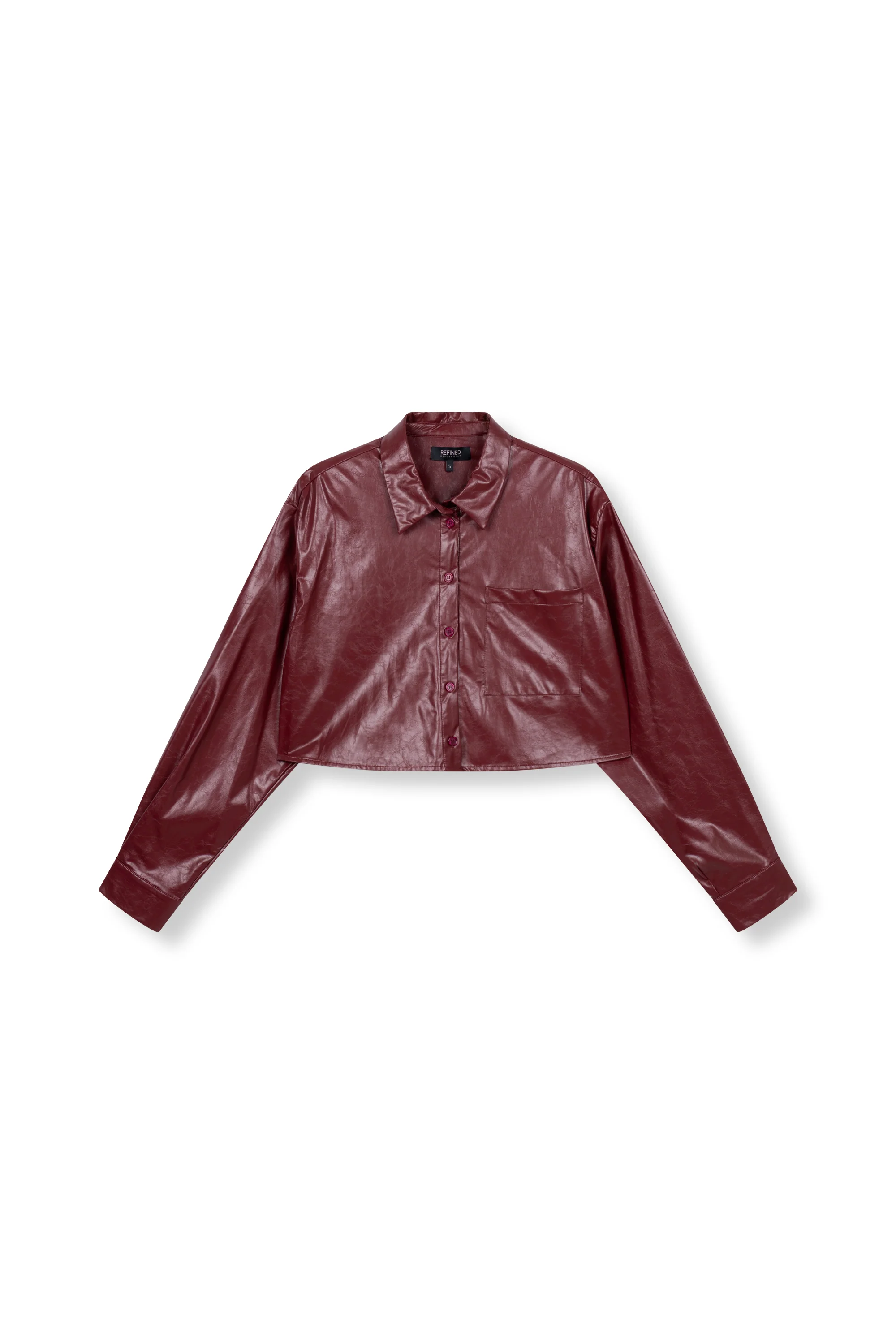 Cropped PU blouse Lou | Bordeaux | Refined Department - Image 12