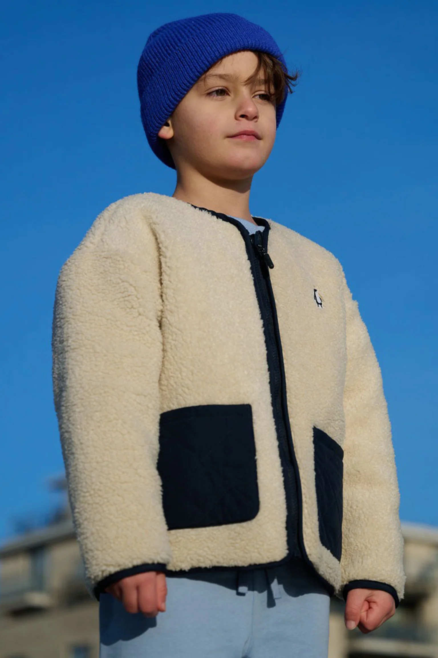 Jacket sleeping lion | Sky captain blue/teddy | Gosoaky - Image 9