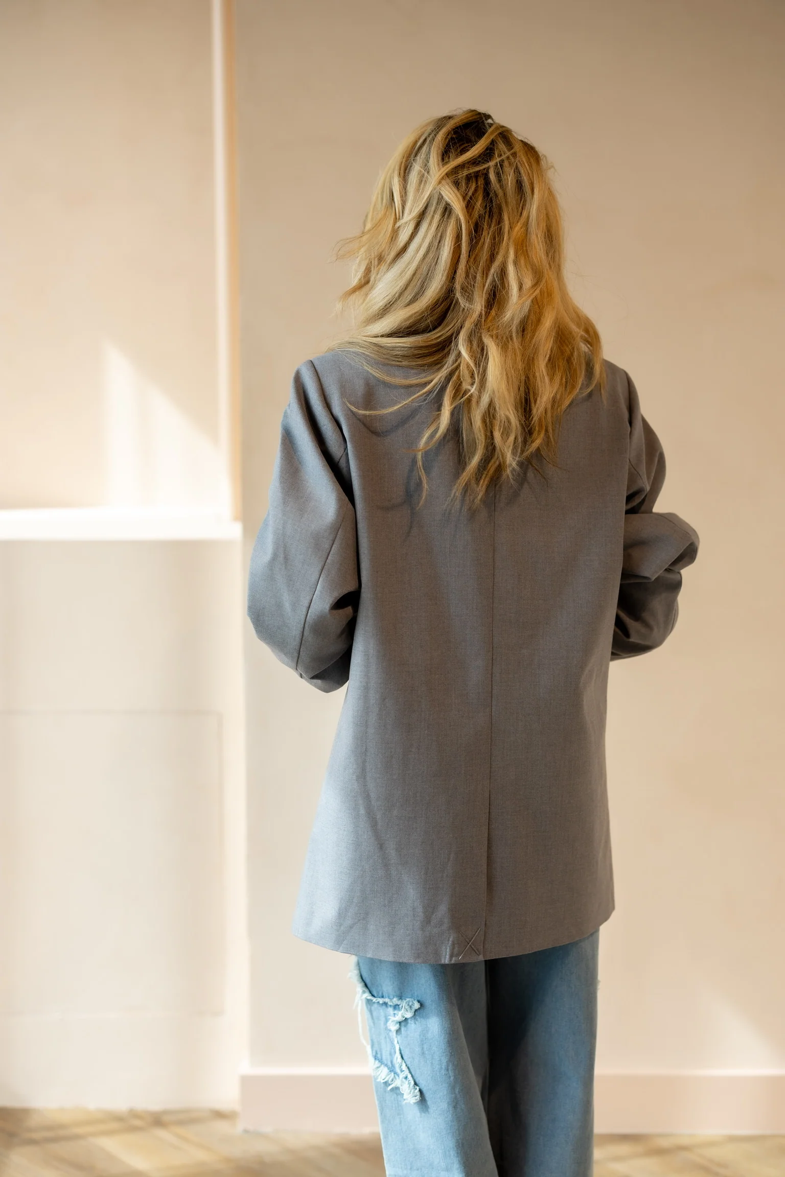 Oversized blazer Jenny | Light grey | Refined Department - Image 4