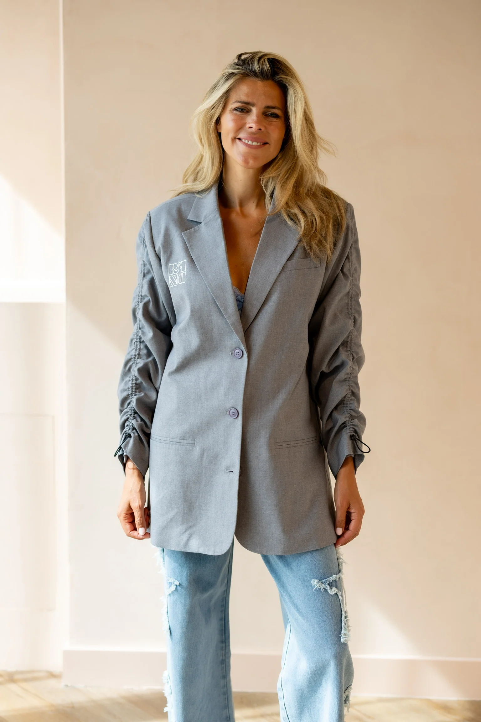 Oversized blazer Jenny | Light grey | Refined Department - Image 5