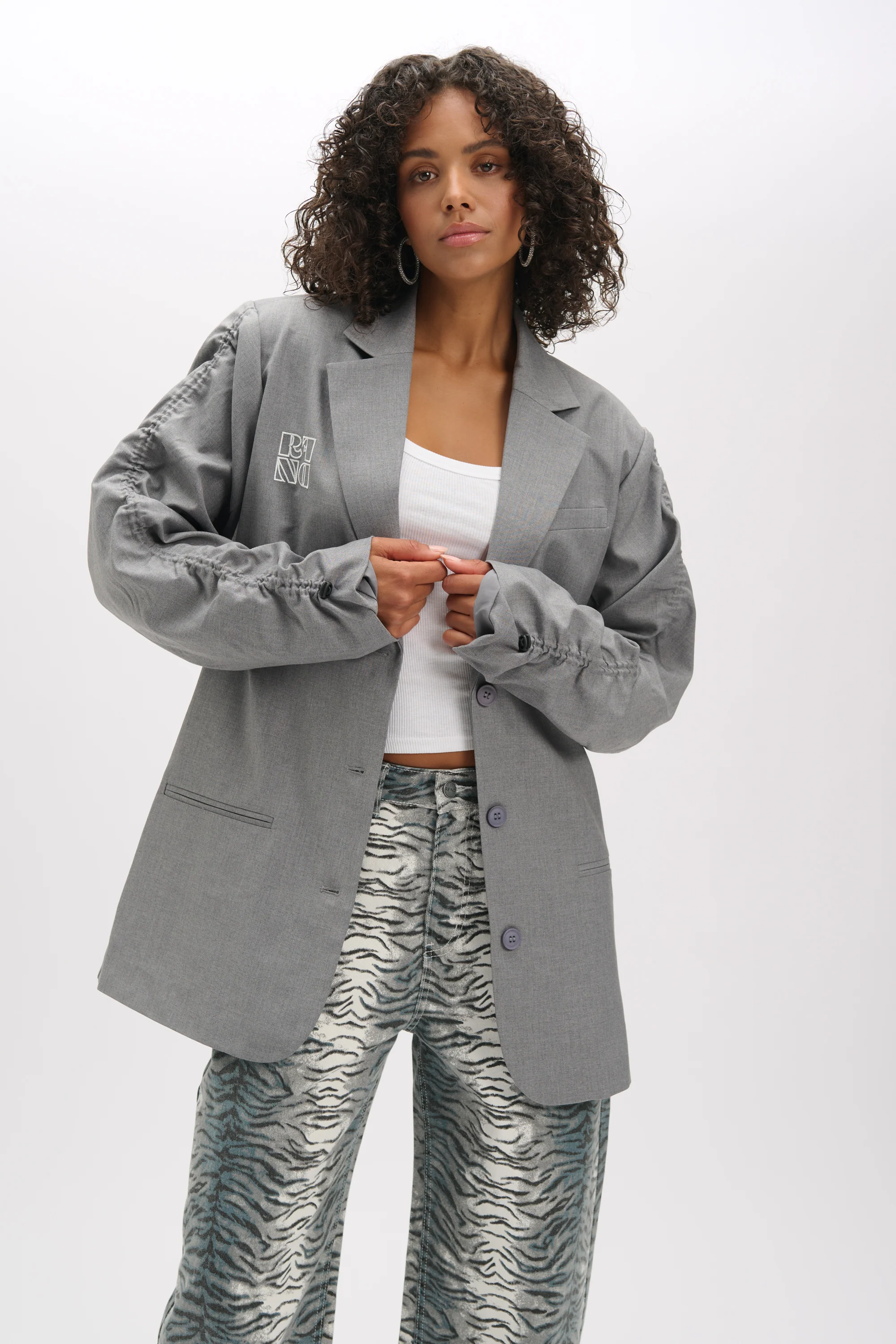 Oversized blazer Jenny | Light grey | Refined Department - Image 6