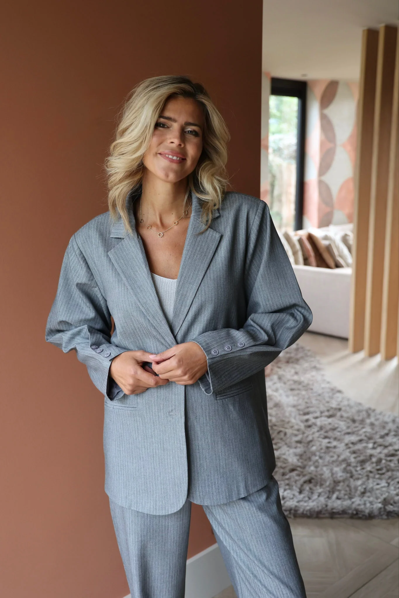 Oversized blazer Mikky | Light grey | Refined Department - Image 9