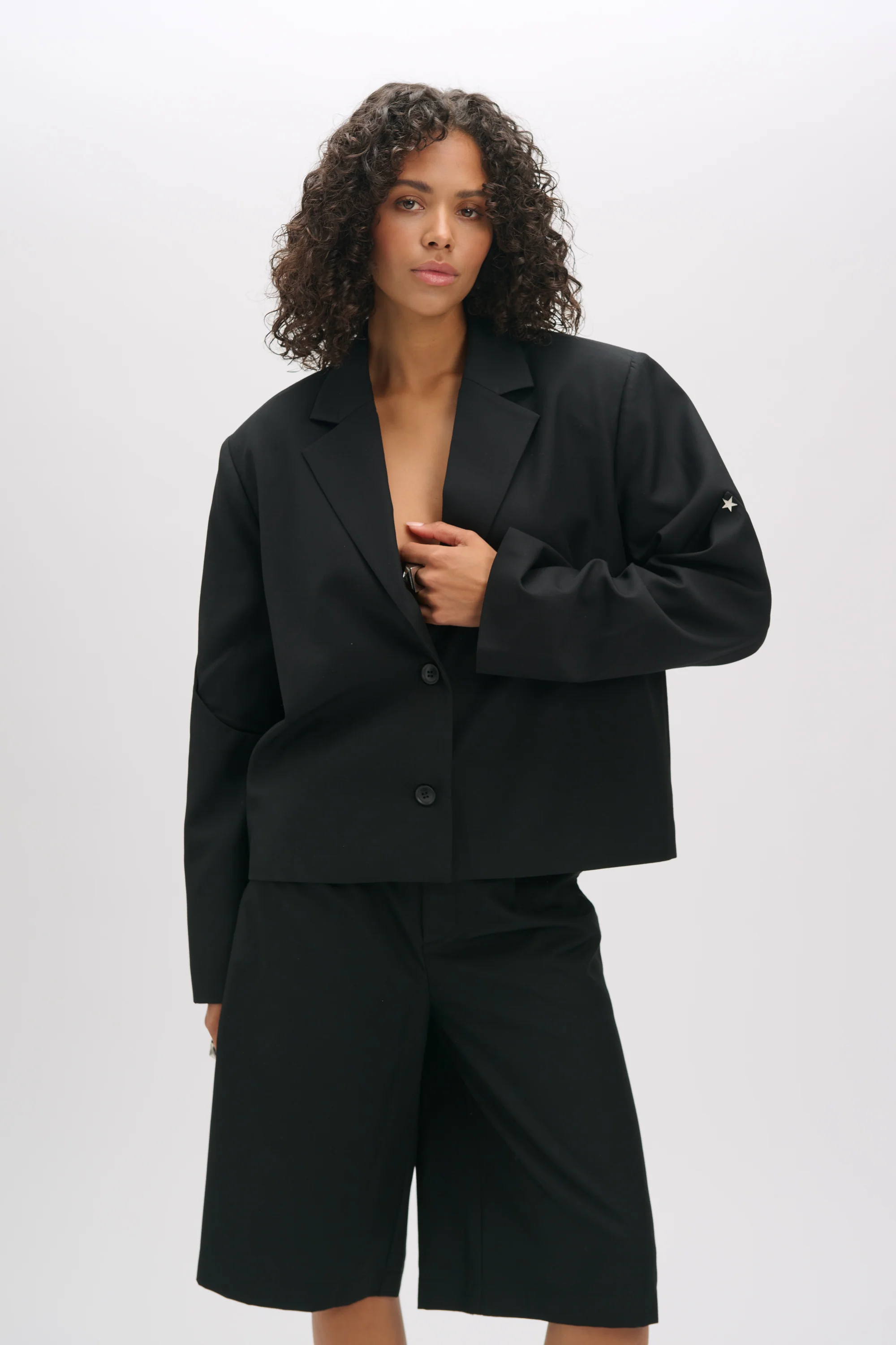 Oversized cropped blazer Star | Black | Refined Department - Image 8
