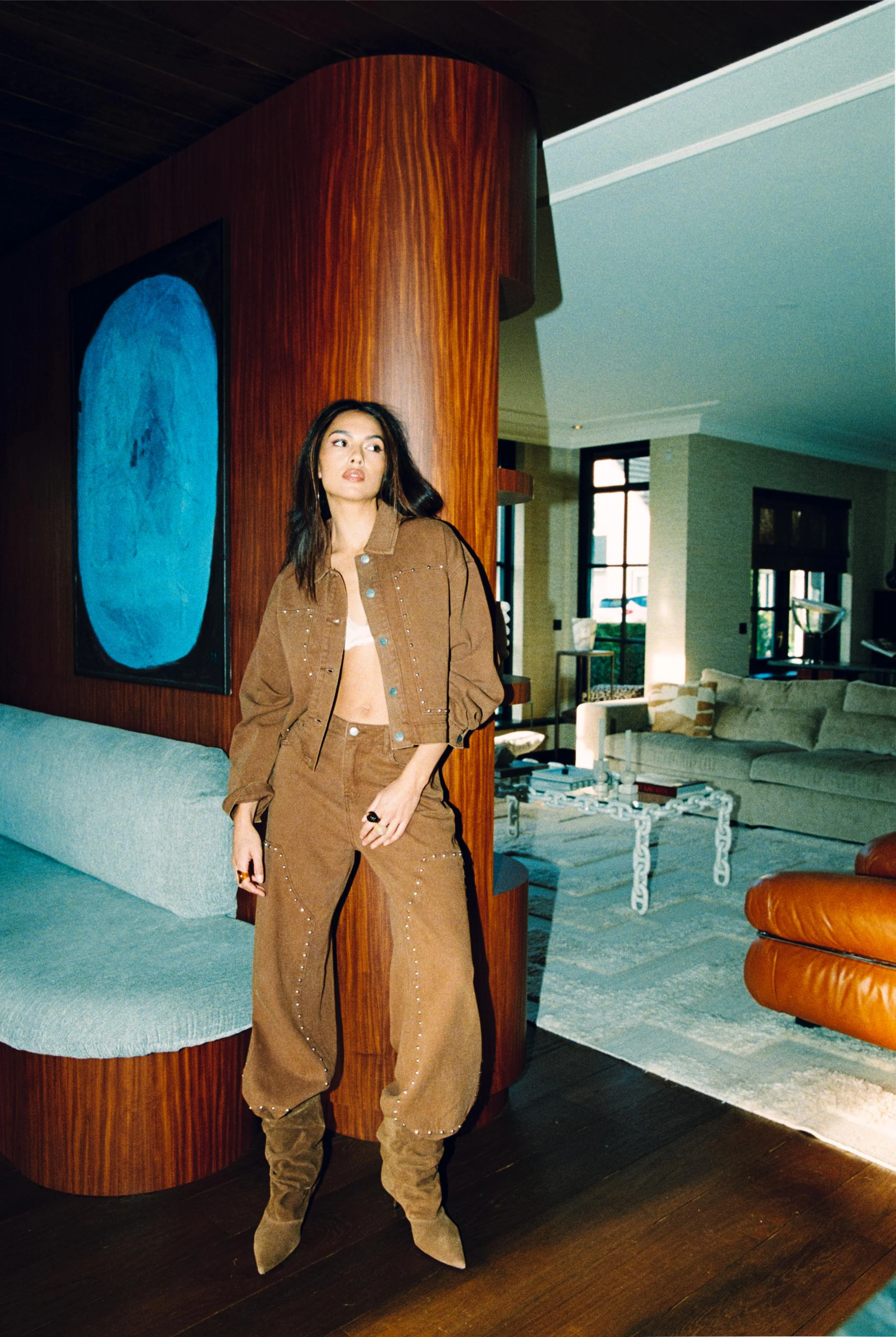 Oversized studded jacket Honni | Brown | Refined Department - Image 7