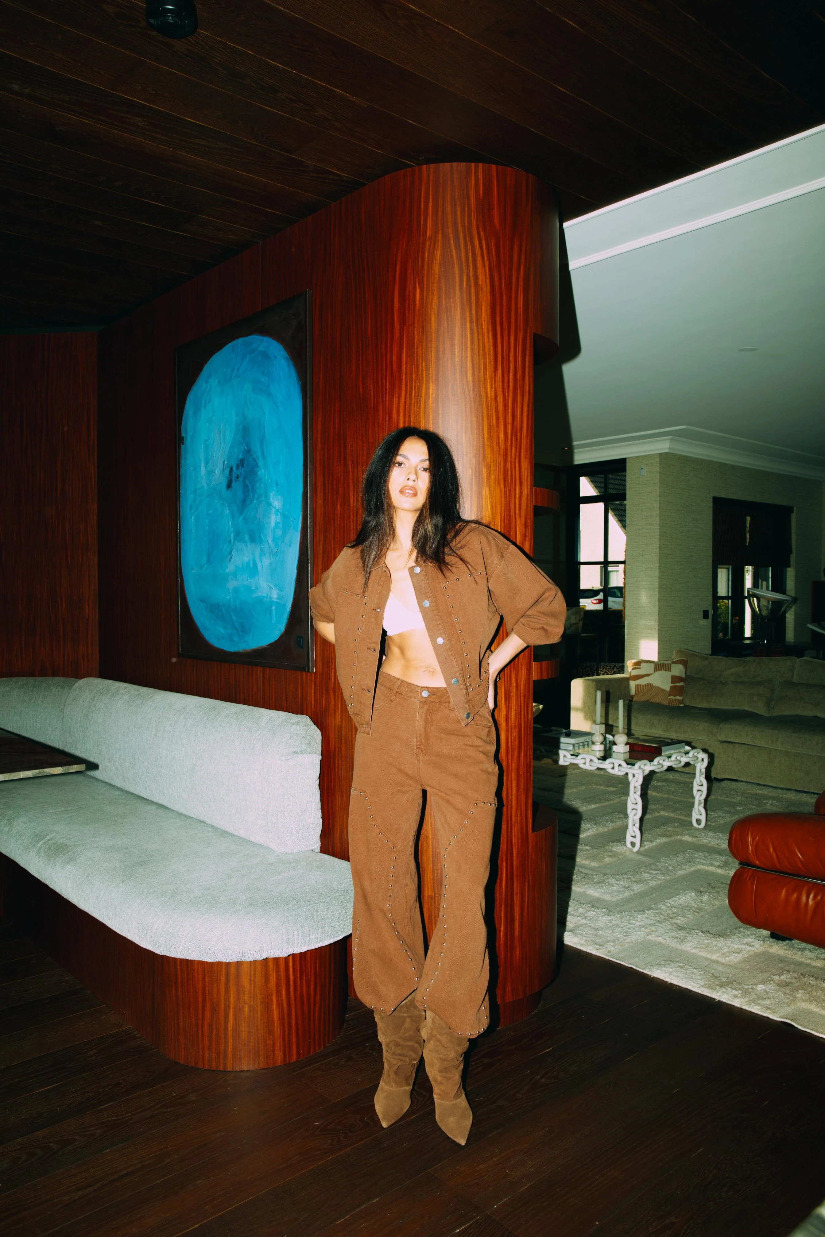 Oversized studded jacket Honni | Brown | Refined Department - Image 8