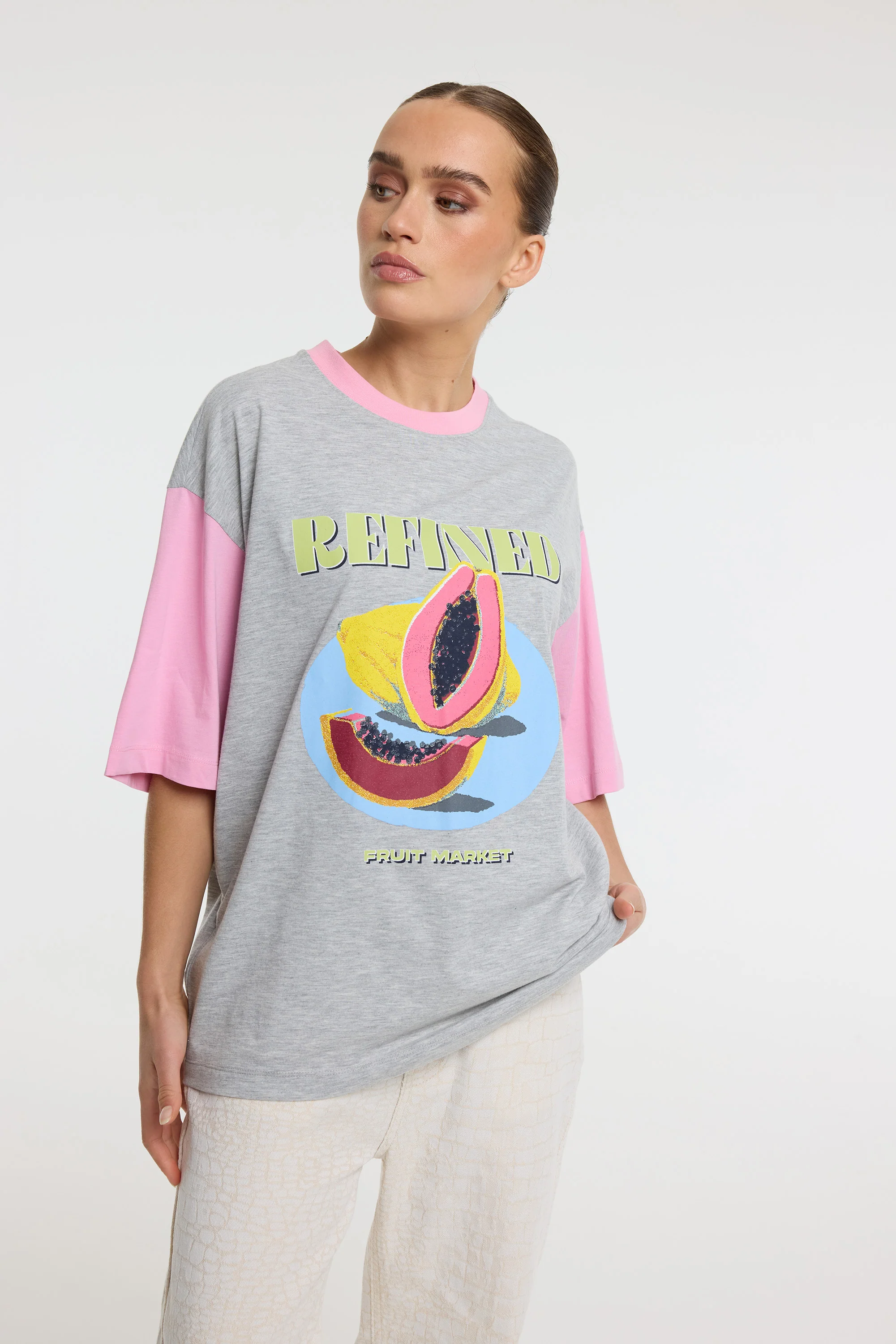 Oversized T-shirt Loui | Grey melange | Refined Department - Image 3
