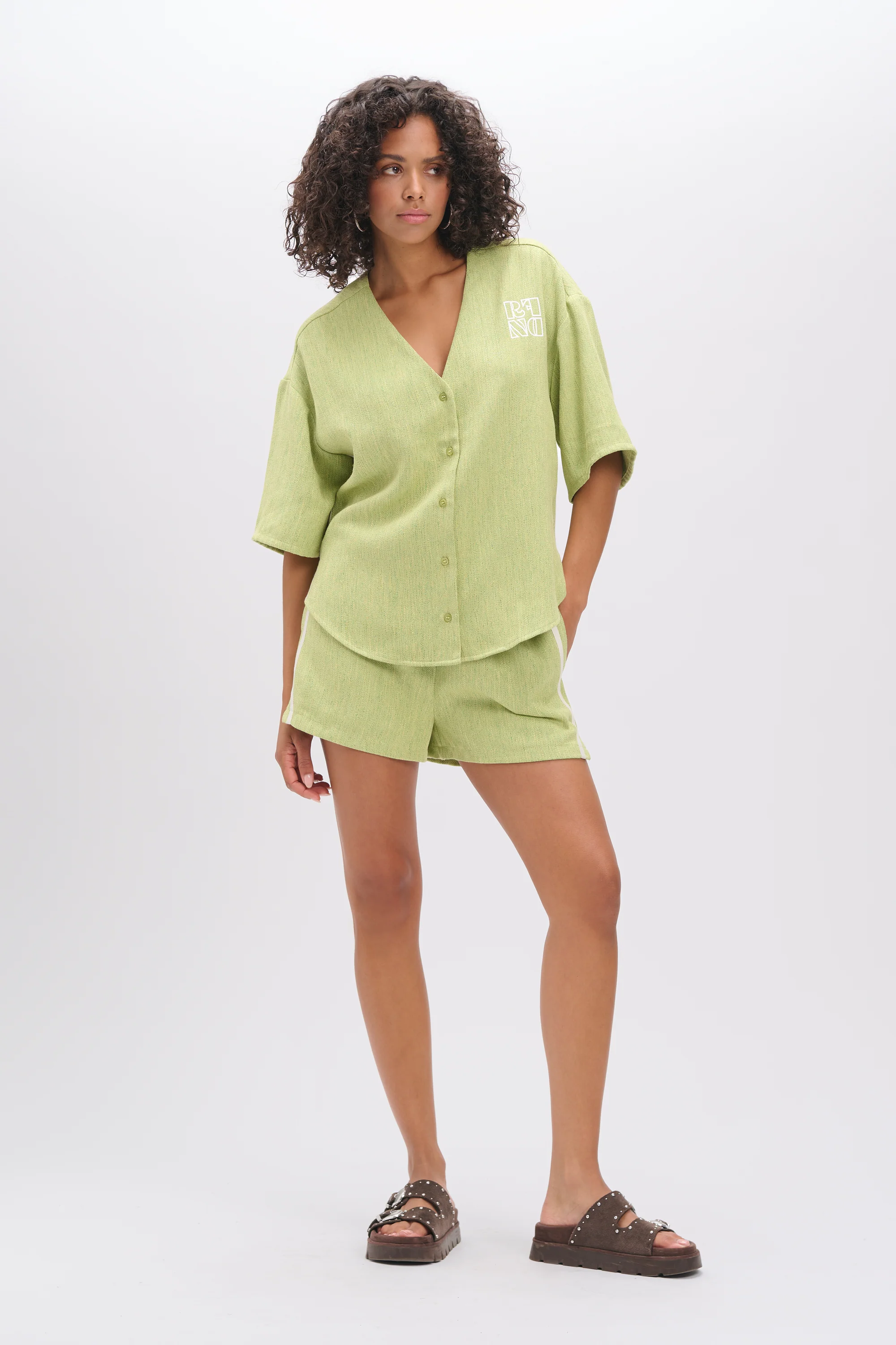 Relaxed stripe shorts Dolly | Matcha | Refined Department - Image 6