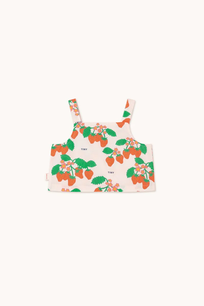 Strawberries woven crop top | Pastel pink | Tinycottons - Image 3